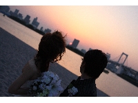 夕日　お台場　フォトウエディング